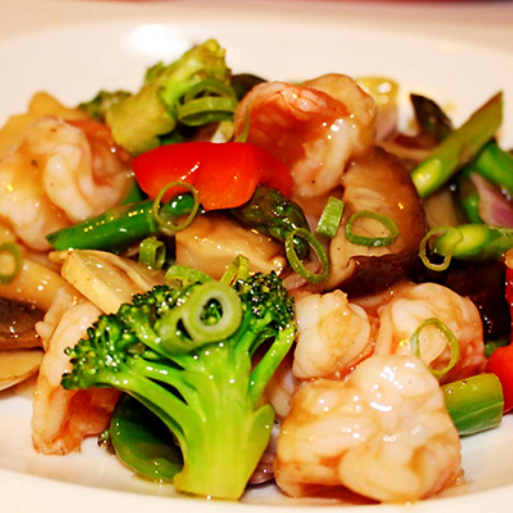 Gambas salteada con verduras