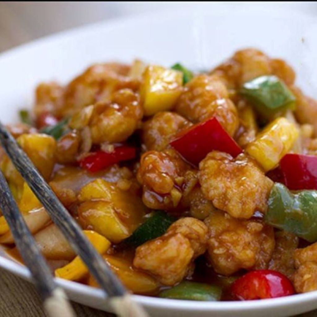 Pollo agridulce con verduras